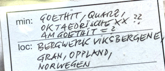 Goethit, Bergkristall, Viksbergene, Hadeland, Oppland, Norwegen