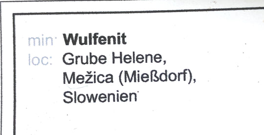 Wulfenit, Grube Helene, Mies, Slowenien