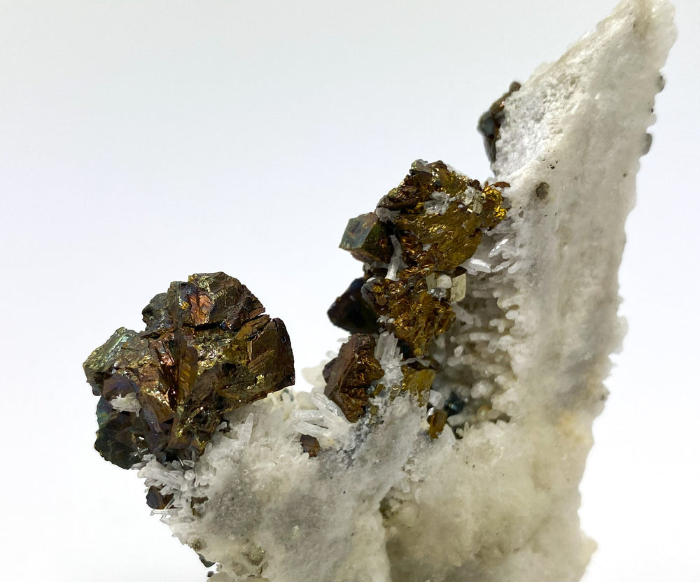 Chalcopyrite on rock crystal, Rotgülden, Lungau, Salzburg, Austria