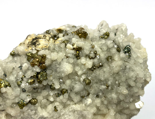 Pyrite on calcite, Hüttenberg, Ktn., Austria