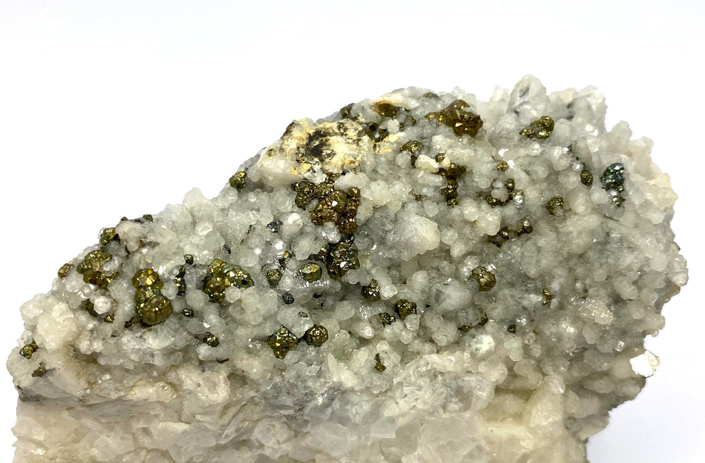 Pyrite on calcite, Hüttenberg, Ktn., Austria