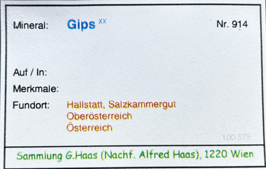 Selenit (Gips), Hallstatt, Oberösterreich, Österreich
