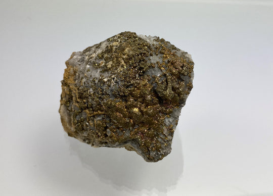 Marcasite, pyrite with tarnish on calcite, Hüttenberg, Carinthia, Austria