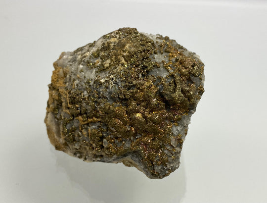 Marcasite, pyrite with tarnish on calcite, Hüttenberg, Carinthia, Austria
