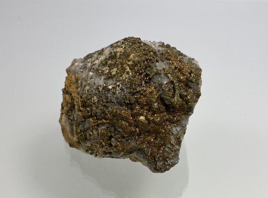 Marcasite, pyrite with tarnish on calcite, Hüttenberg, Carinthia, Austria