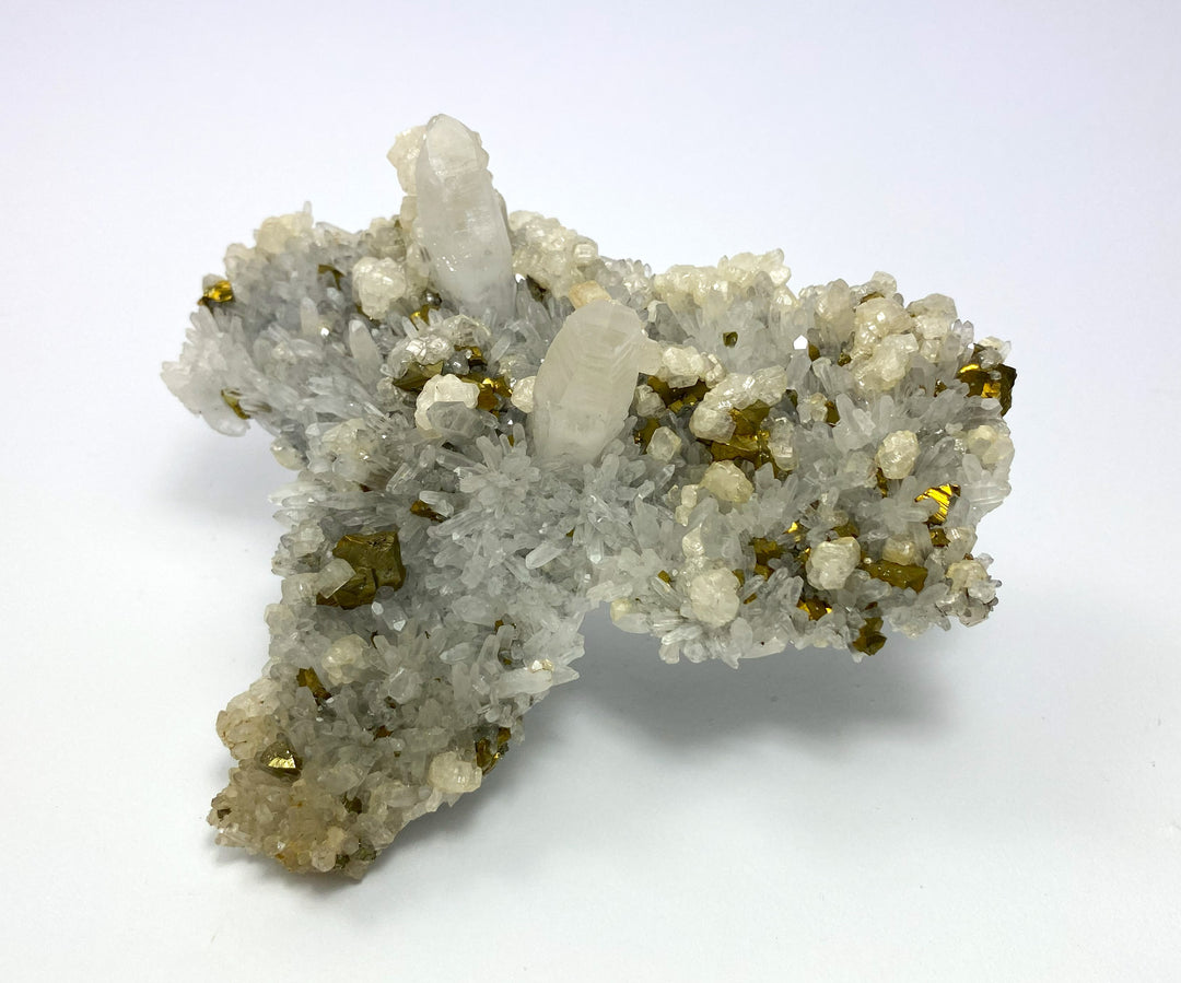 Calcopyrit, Bergkristall, Calcit, Cavnic, Maramures, Rumänien