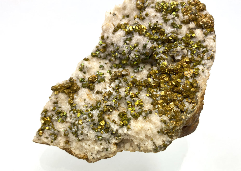 Pyrite with tarnish, calcite, Hüttenberg, Carinthia, Austria
