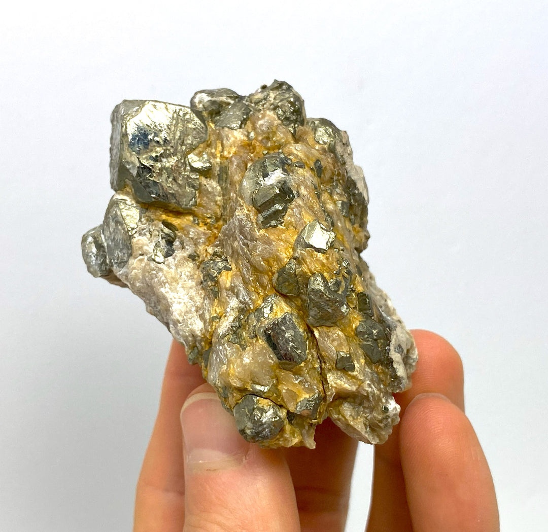 Pyrite in talc, Oberdorf/Laming, Styria, Austria