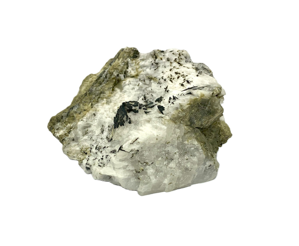 Dyskrasit, Argentum, gediegen Silber, Aktinolith, Calcit, Bouismas Mine, Bou Azzer, Marokko