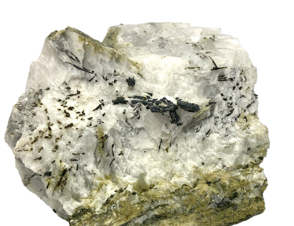 Dyskrasit, Argentum, gediegen Silber, Aktinolith, Calcit, Bouismas Mine, Bou Azzer, Marokko