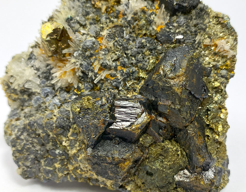 Sphalerit, Pyrit, Galenit, Calcopyrit, Bergkristall,  Cavnic, Maramures, Rumänien