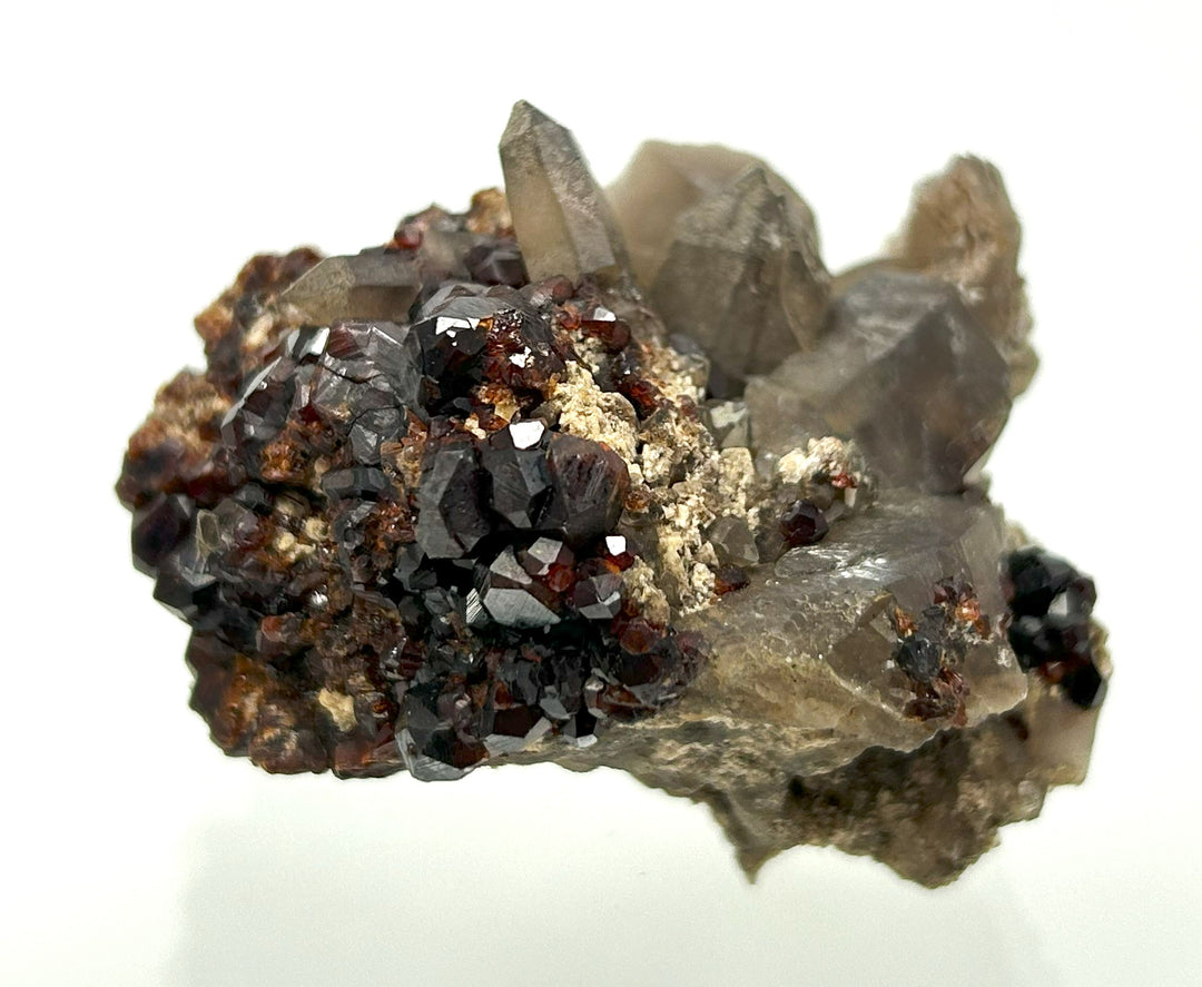 Spessartin (Granat), Rauchquarz, Wushan Spessartin Mine, Tongbei, Provinz Fujian, China