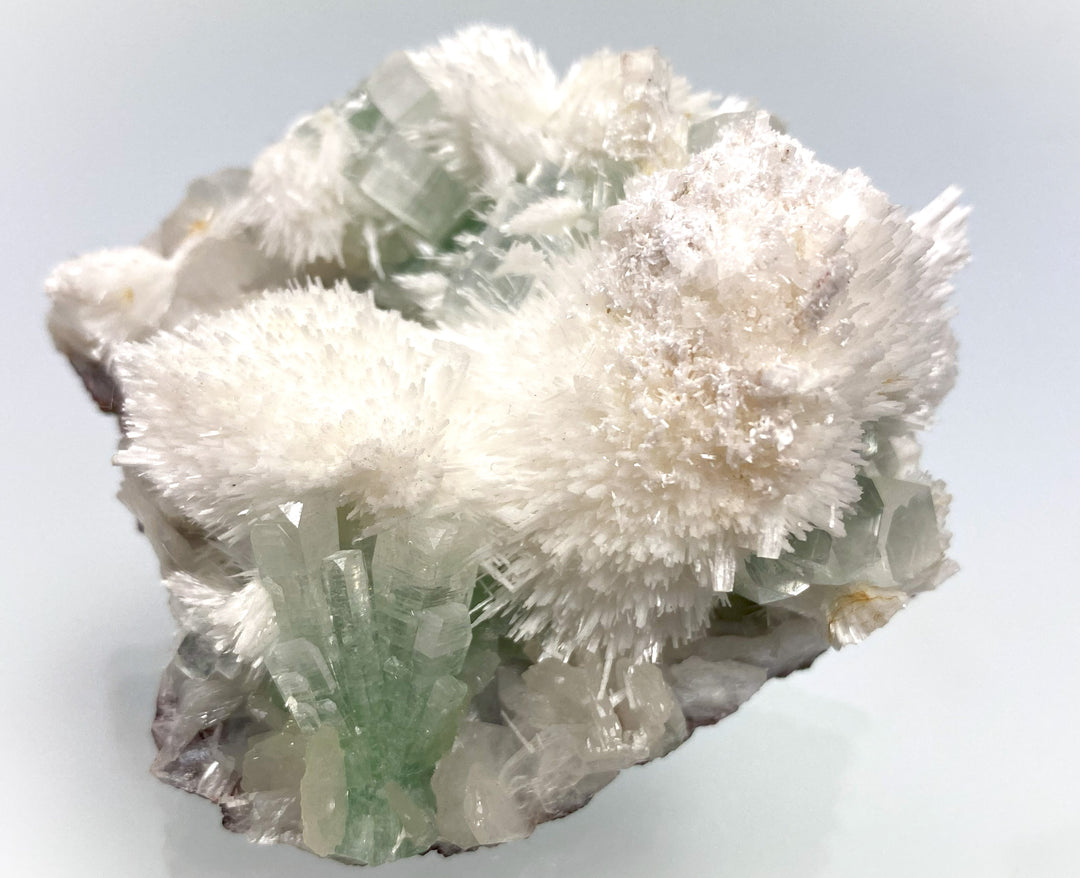 Mesolite, green apophyllite, Poona, Maharashtra, India