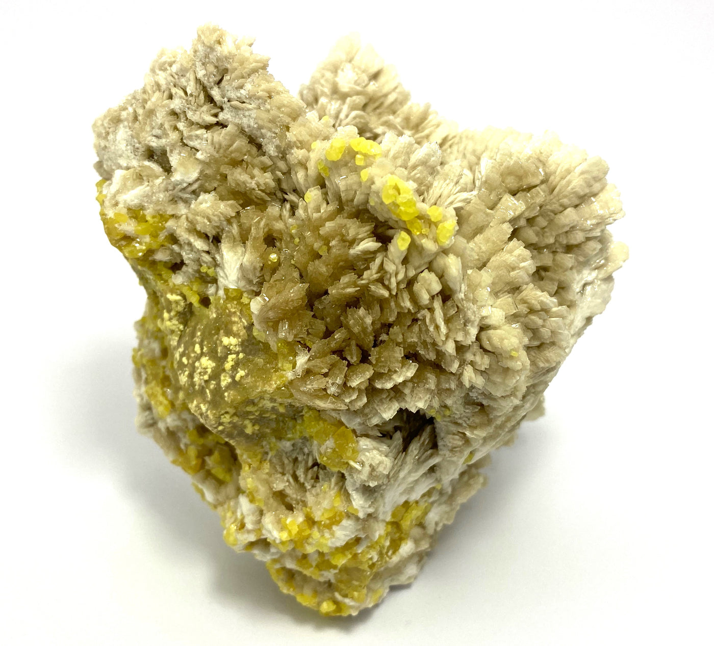 Sulfur on barite, Machow Mine, Tarnobrzeg, Poland