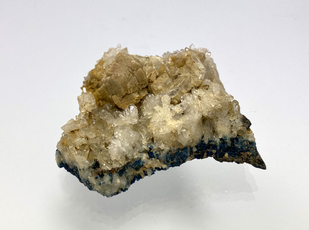 Whiteite, rock crystal, lazulite, Rapid Creek, Yukon, Canada