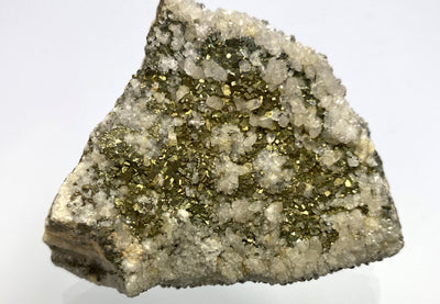 Pyrite on calcite, Hüttenberg, Carinthia, Austria
