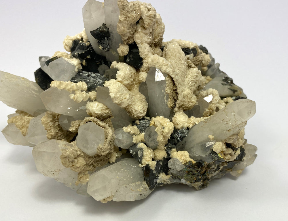 Rock crystal, dolomite, sphalerite, Herja, Maramures, Romania